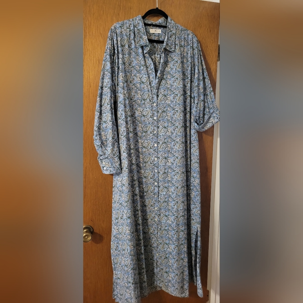 Natural Life maxi shirtdress. Size L/XL. Blue and green